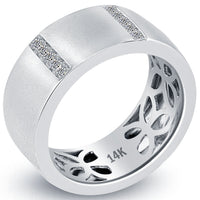 0.23 Carat Natural Diamond Mens Pave Wedding Band Ring 14k White Gold Men Ring