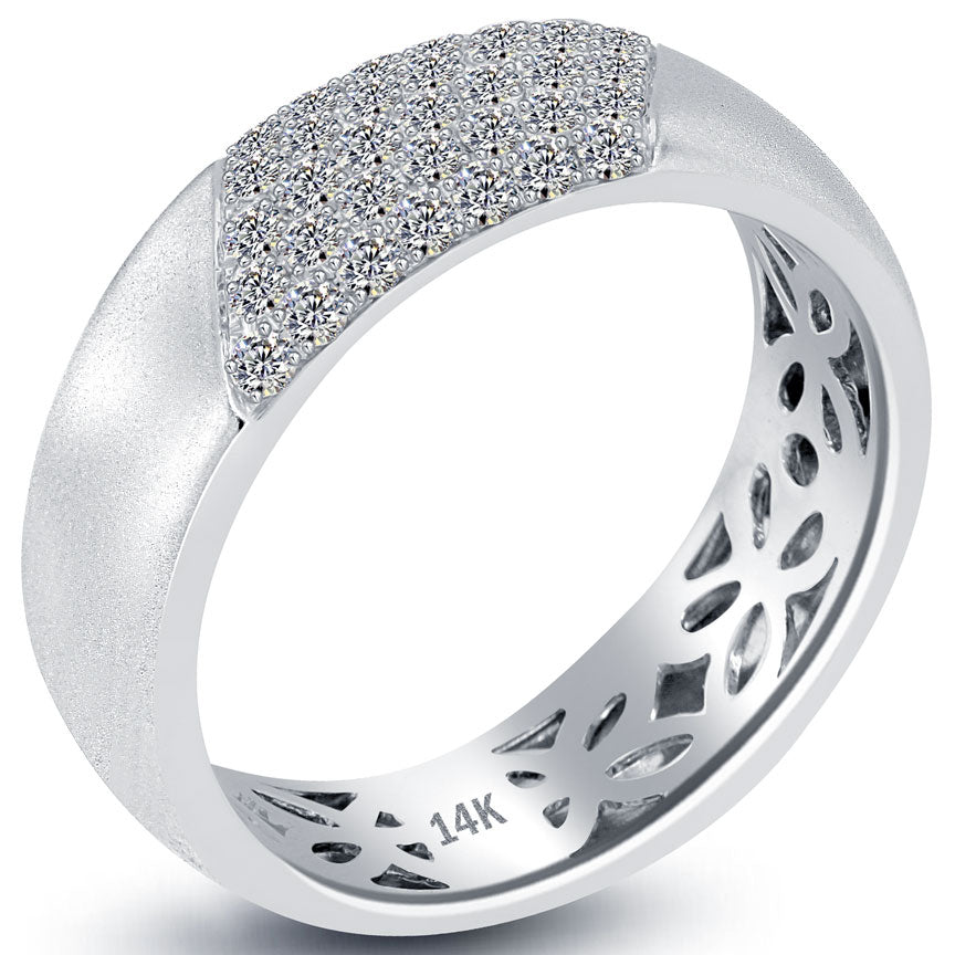 0.71 Carat Natural Diamond Mens Pave Wedding Band Ring 14k White Gold Men Ring