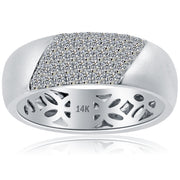 0.71ctw Natural Diamond Mens Pave Wedding Band Ring 14k White Gold Men Ring