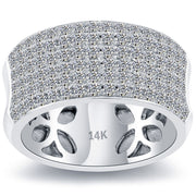 1.41ctw F-VS Micro Pave Diamond Wedding Band 14k White Gold Anniversary Ring