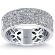1.06ctw F-VS Micro Pave Diamond Wedding Band 14k White Gold Anniversary Ring