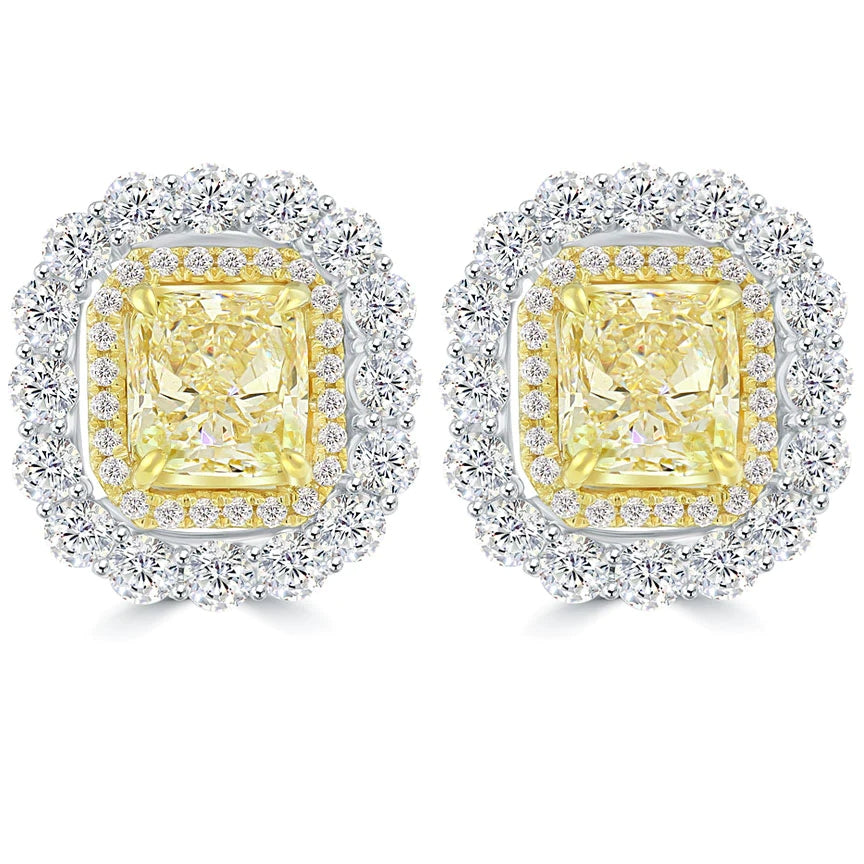 0.60 TDW Princess Brilliant Cut Diamond Stud 18K Yellow Gold Labgrown  Diamond at Rs 36450/pair | Diamond Stud Earring in Surat | ID: 2848943311712