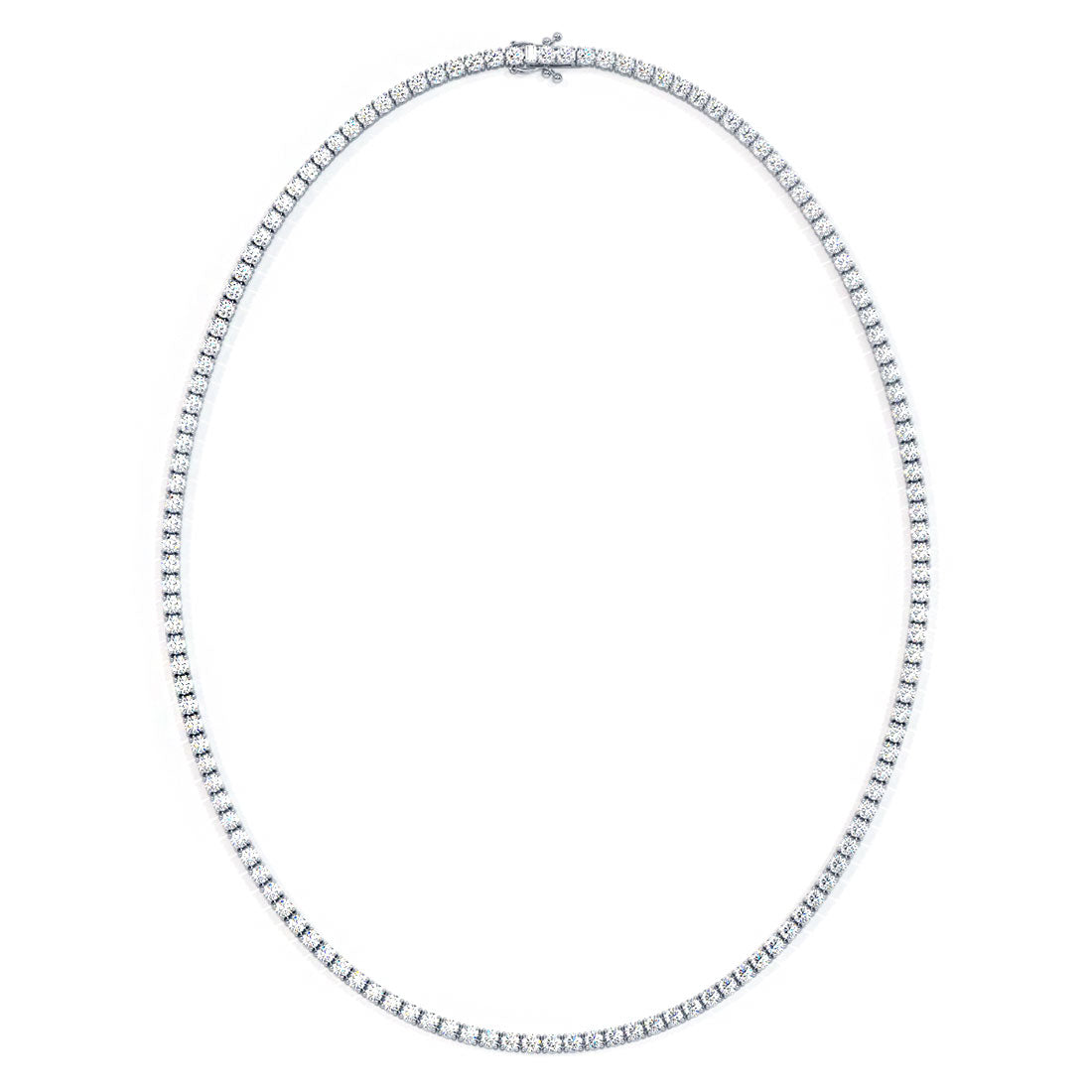 9.20ctw Round Brilliant Straight Diamond Eternity Tennis Necklace Set in 14k White Gold