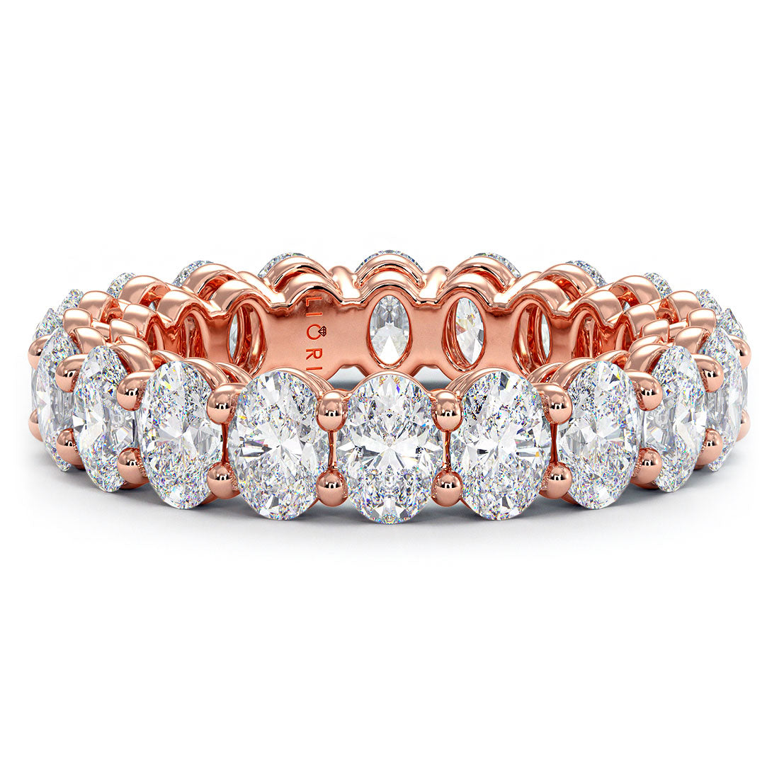4.20ctw Oval Cut Diamond Eternity Band Set In 14k Rose Gold