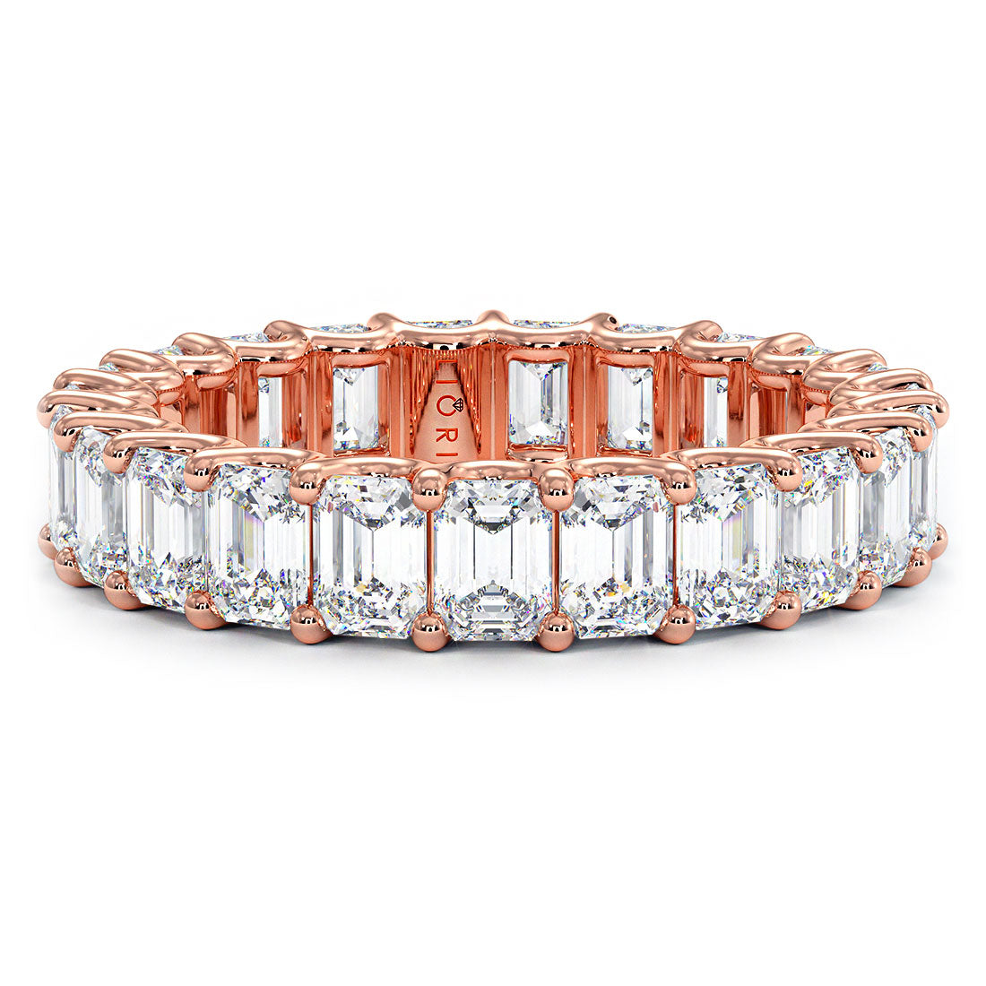 4.60ctw Emerald Cut Diamond Eternity Band Set In 14k Rose Gold