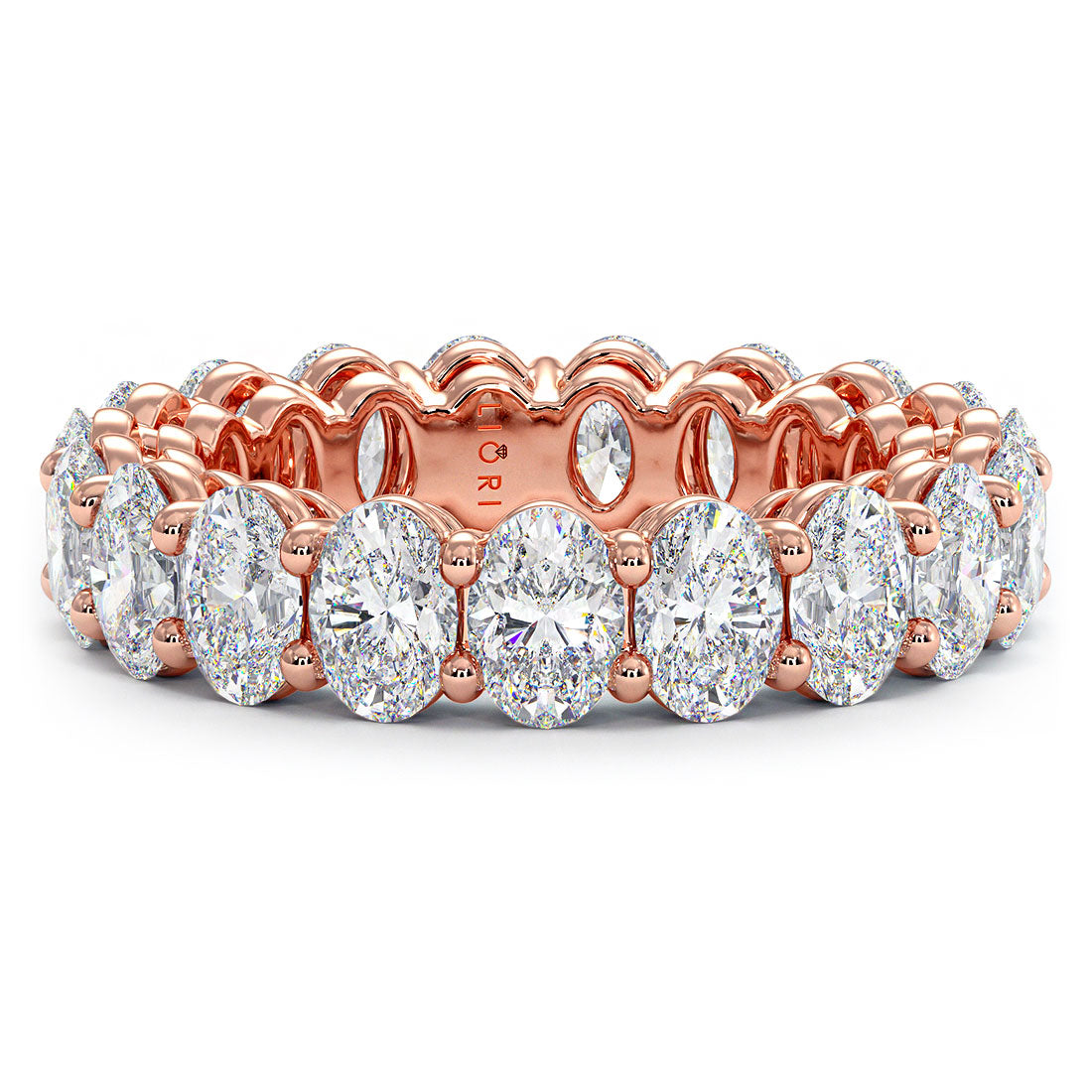 5.00ctw Oval Cut Diamond Eternity Band Set In 14k Rose Gold