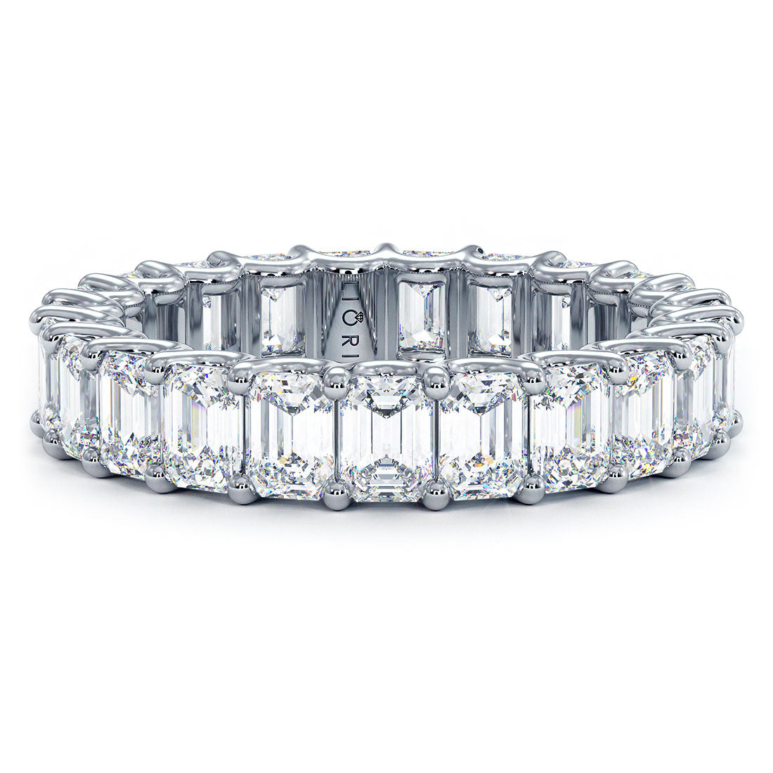 4.60ctw Emerald Cut Diamond Eternity Band Set In 14k White Gold