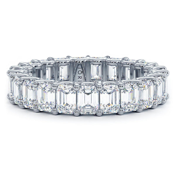 4.60ctw Emerald Cut Diamond Eternity Band Set In 14k White Gold