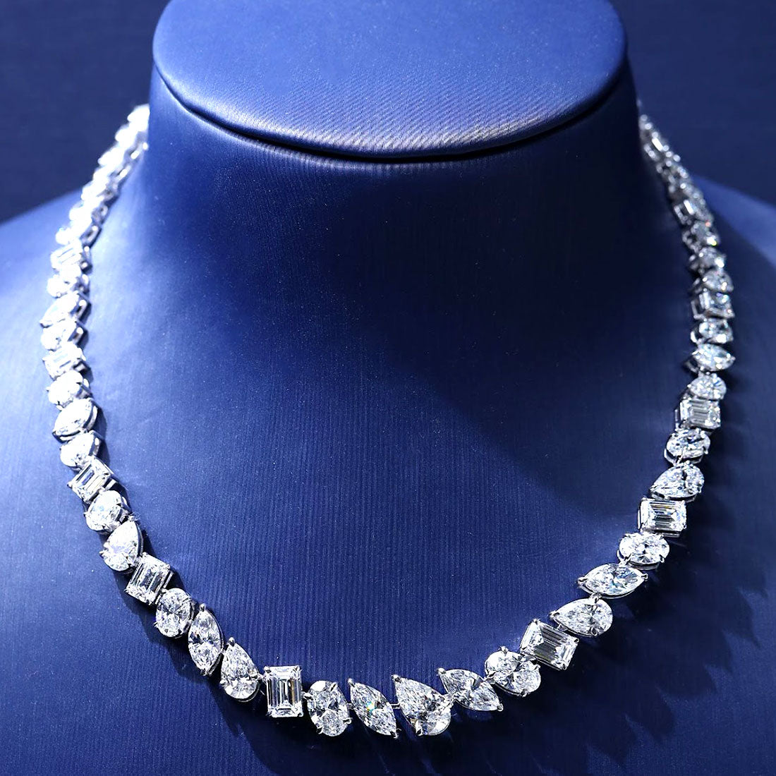 36.73ctw Mix Shape Diamond Choker Necklace 14k White Gold