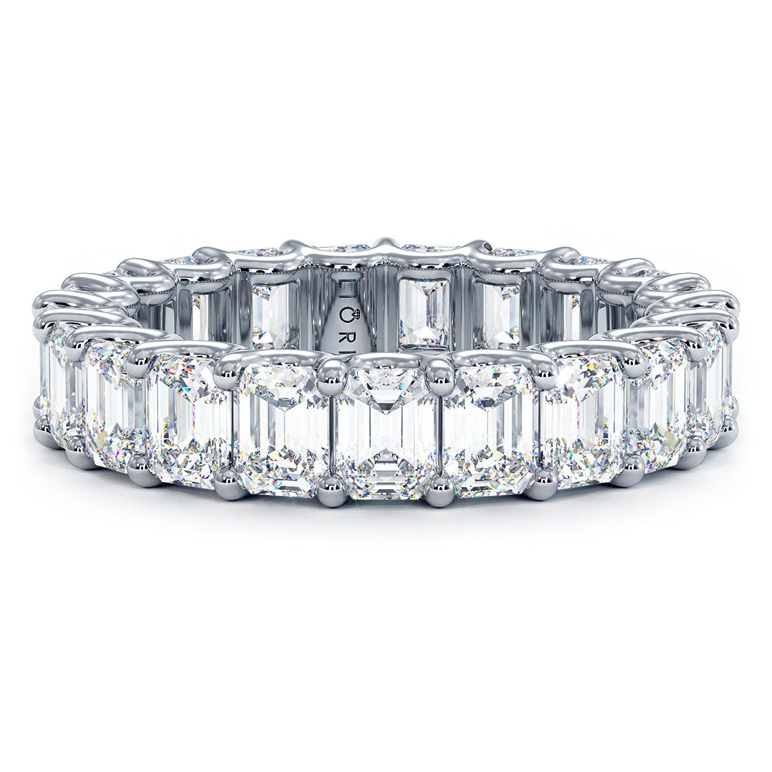 5.25ctw Emerald Cut Diamond Eternity Band Set In 14k White Gold