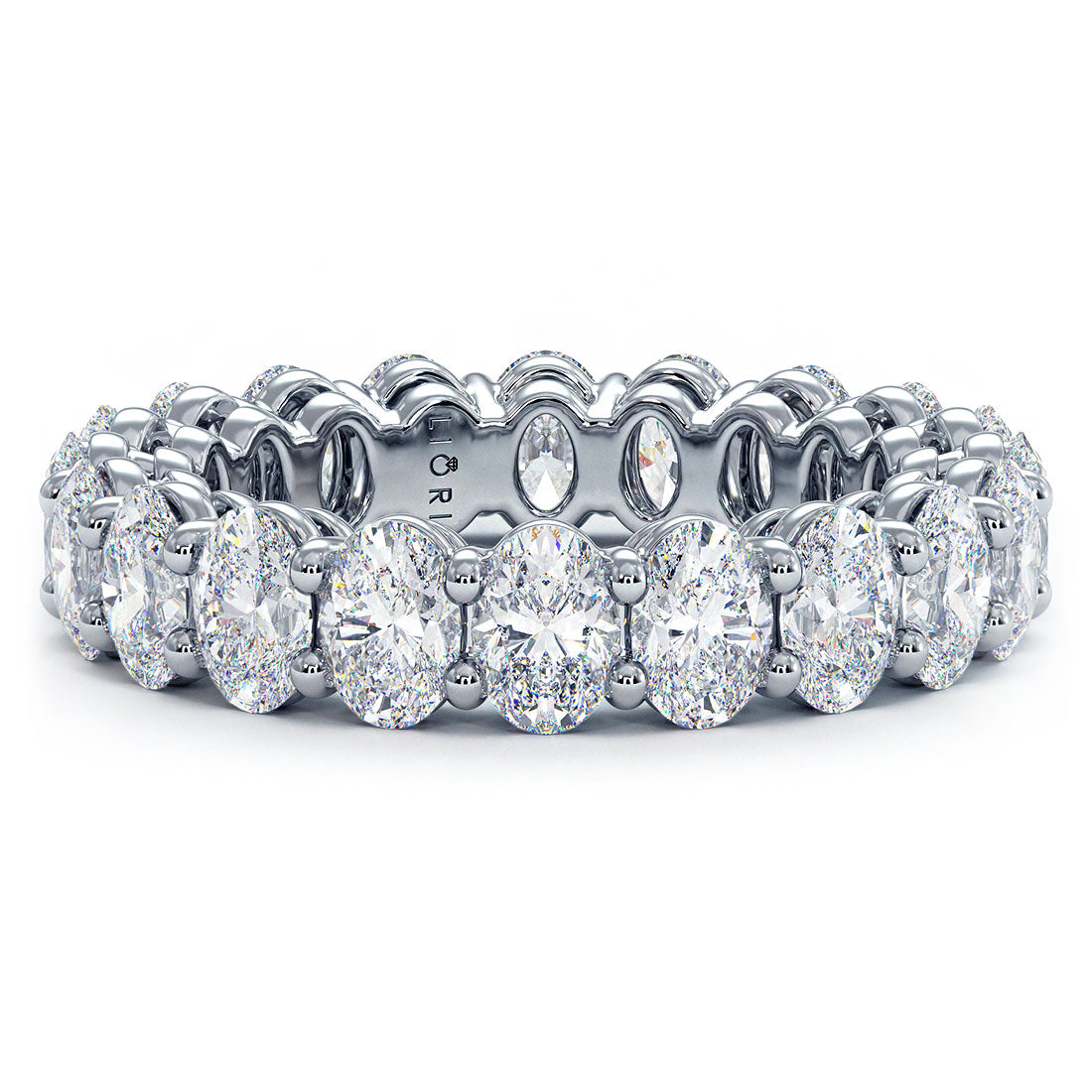 4.20ctw Oval Cut Diamond Eternity Band Set In Platinum