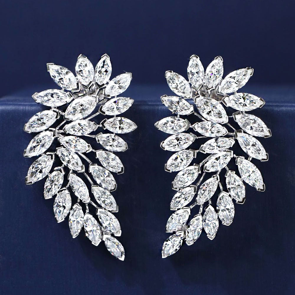 13.30ctw Marquise Cut Diamond Earrings 14k White Gold