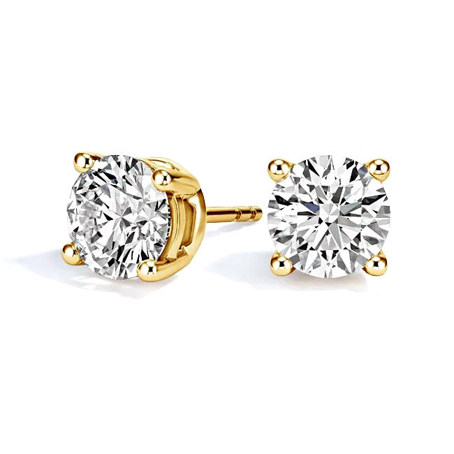 2.17ctw Round Brilliant Lab Grown Diamond Studs Earrings Set in 14k Yellow Gold