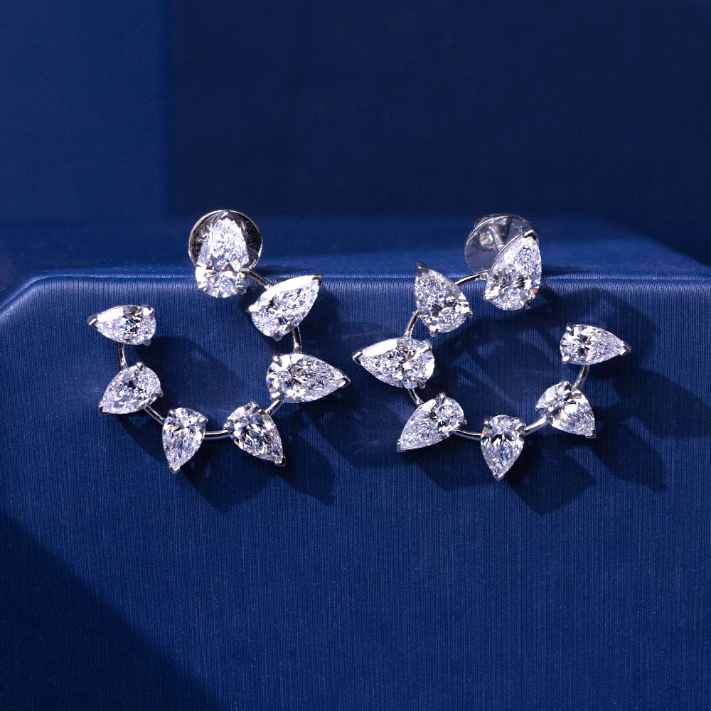 6.56ctw Pear Shape Diamond Earrings 14k White Gold