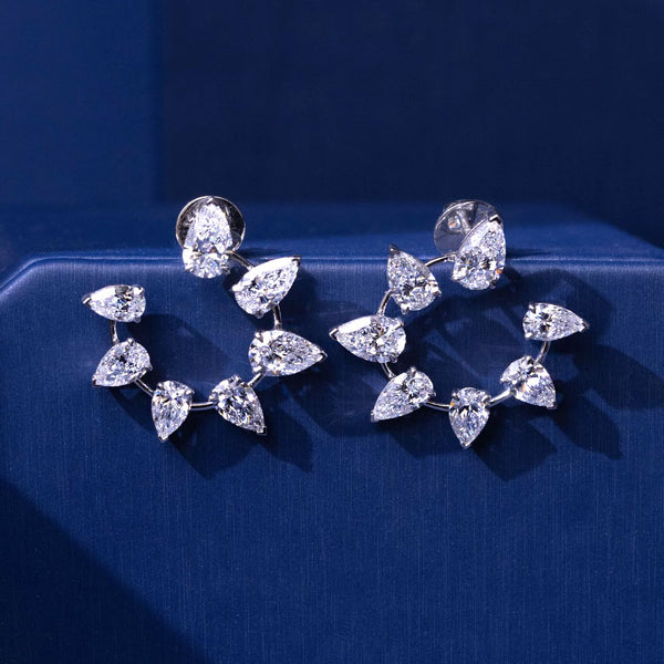 6.56ctw Pear Shape Diamond Earrings 14k White Gold