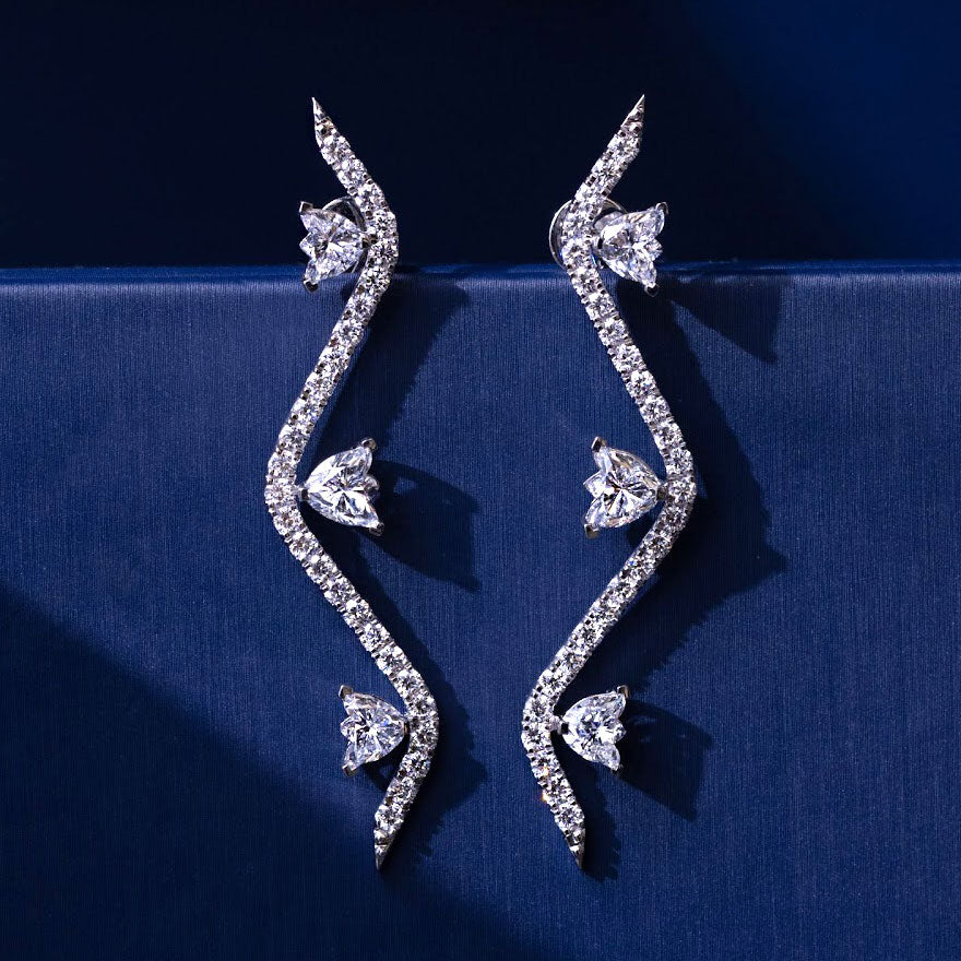 6.75ctw  Tulip Cut Diamond Earrings 14k White Gold