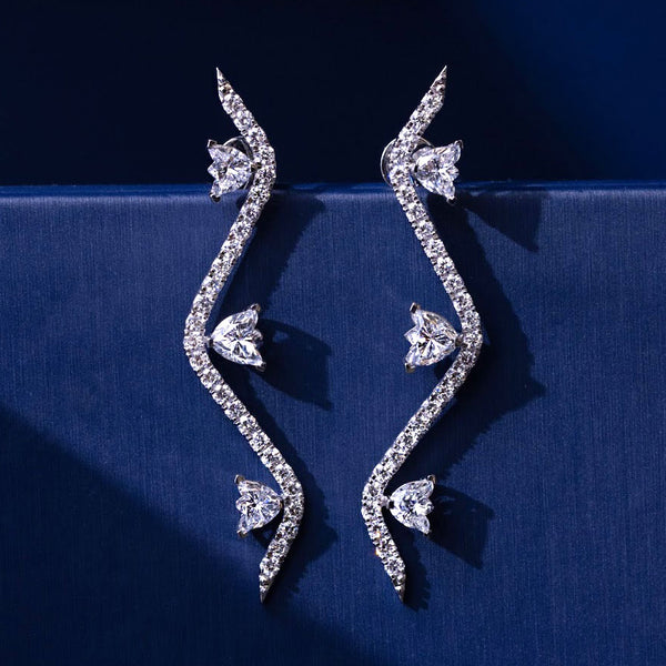 6.75ctw  Tulip Cut Diamond Earrings 14k White Gold