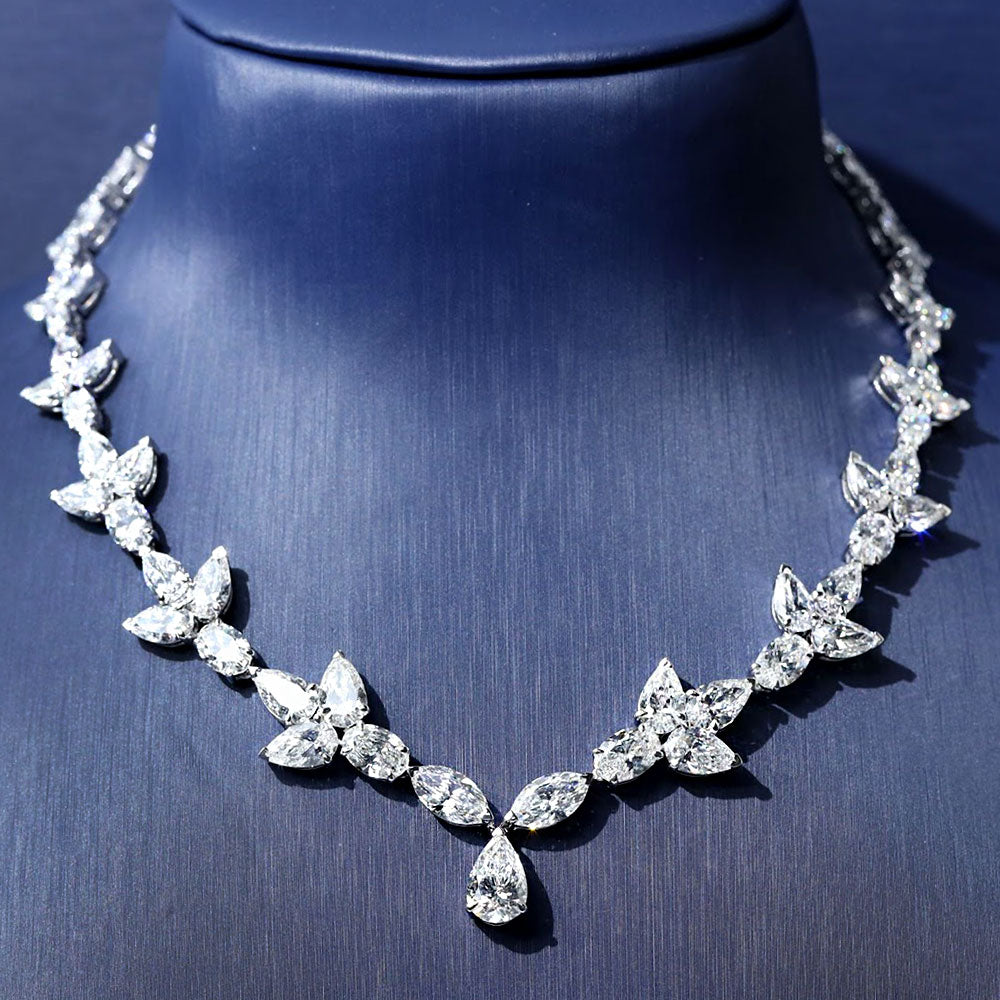 34.59ctw Mix Shape Diamond Drop Necklace 14k White Gold
