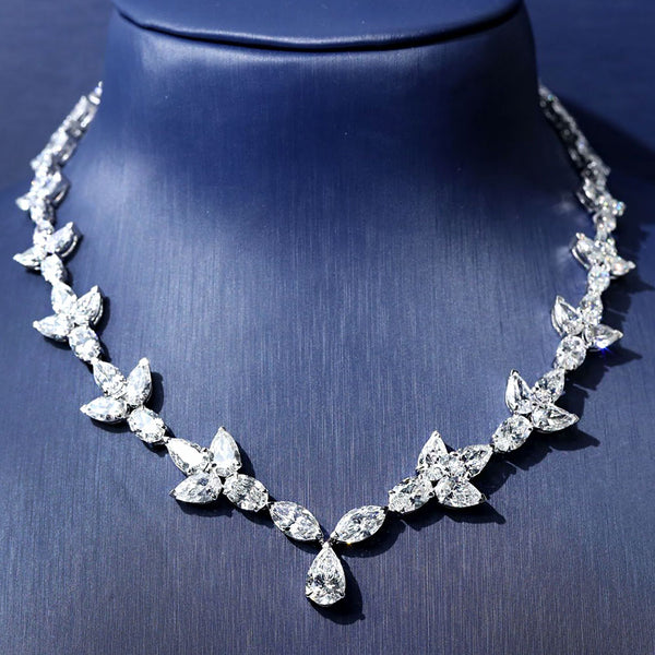 34.59ctw Mix Shape Diamond Drop Necklace 14k White Gold