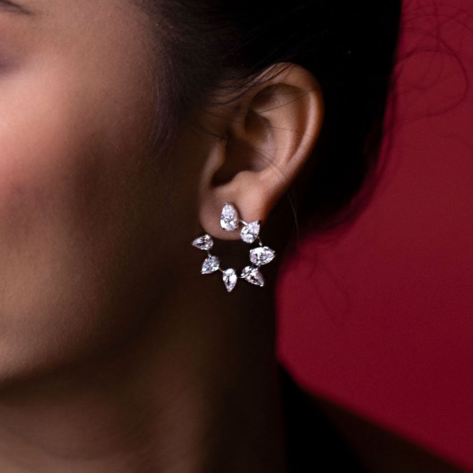 6.56ctw Pear Shape Diamond Earrings 14k White Gold