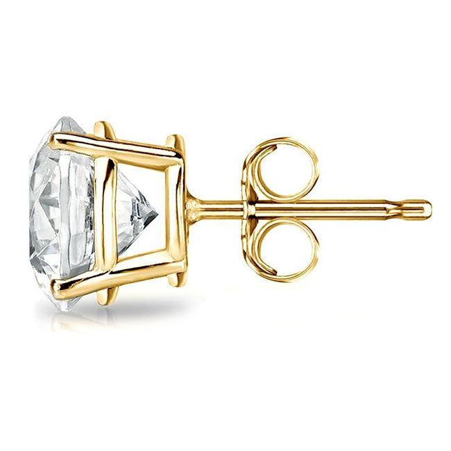 2.17ctw Round Brilliant Lab Grown Diamond Studs Earrings Set in 14k Yellow Gold