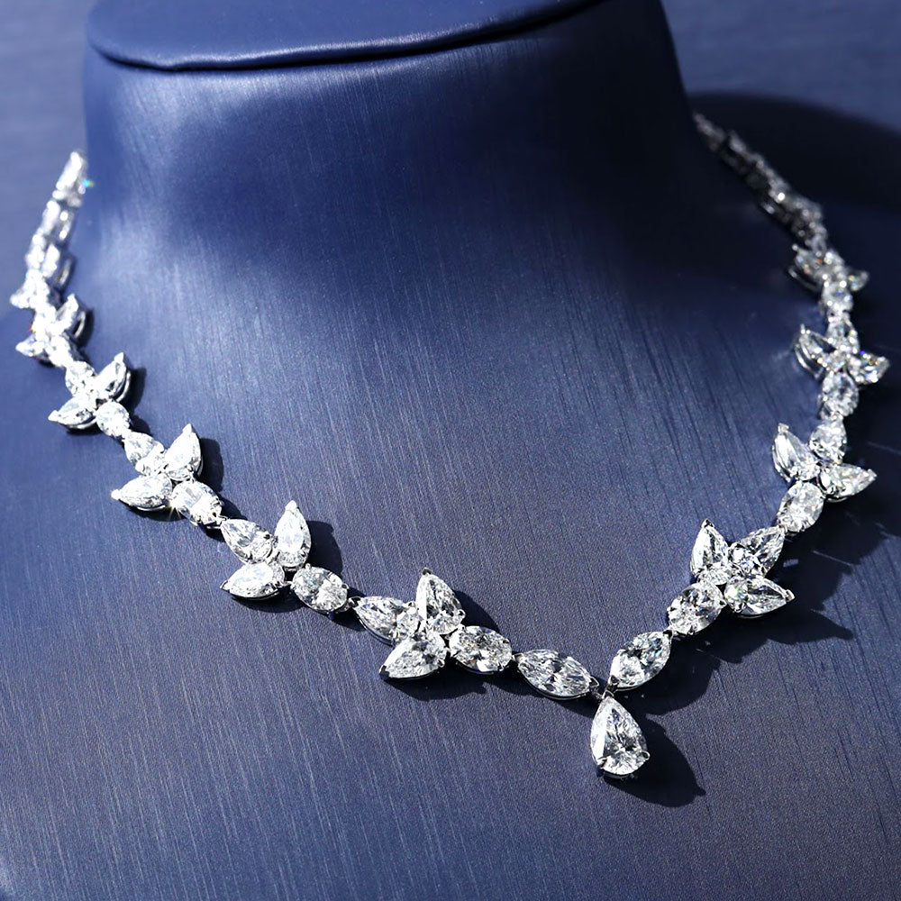34.59ctw Mix Shape Diamond Drop Necklace 14k White Gold