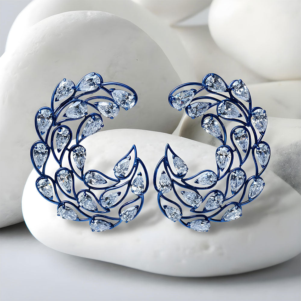 18.66ctw Pear Shape Diamond Earrings 14k Blue Gold