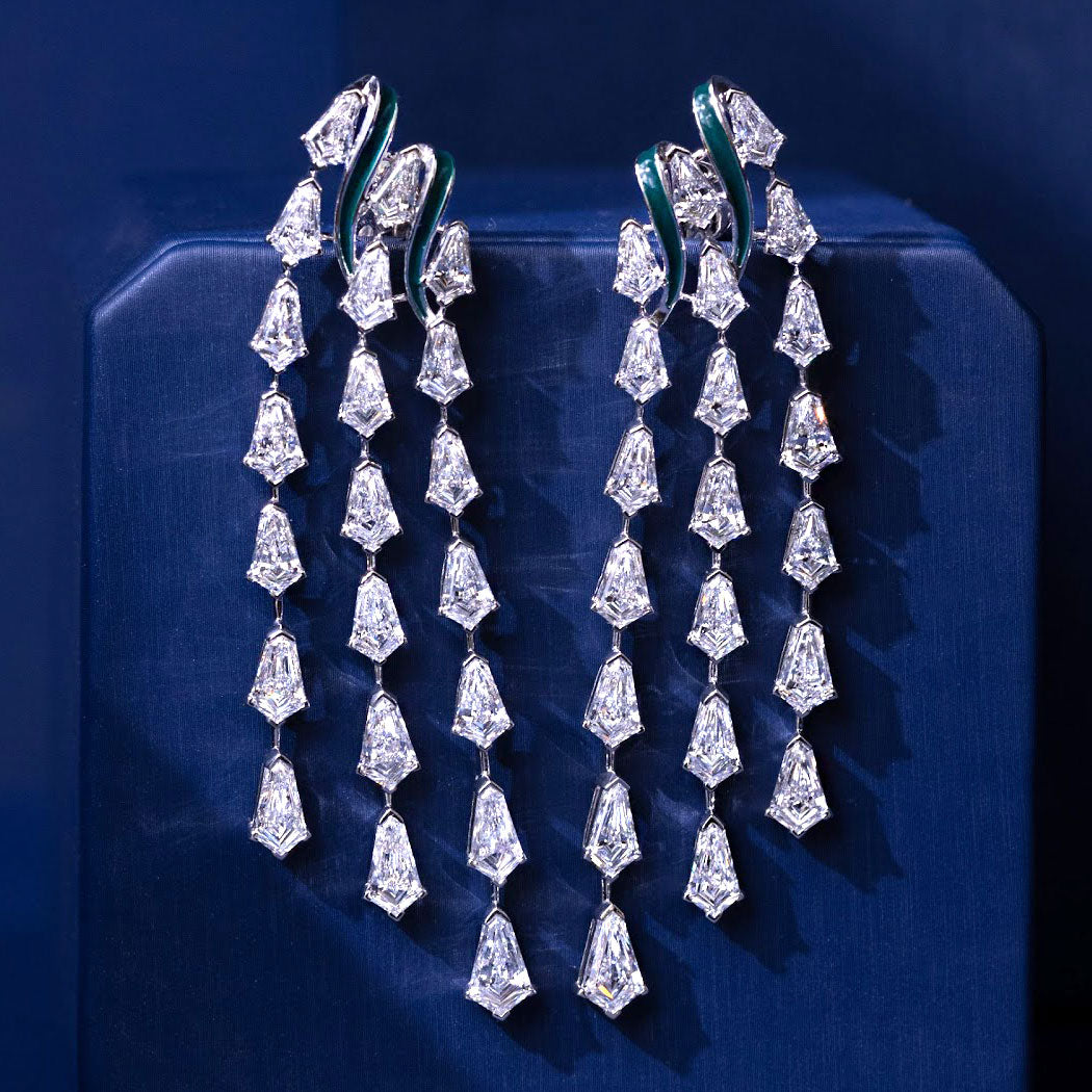 18.18ctw Kite Shape Diamond Earrings 14k White Gold