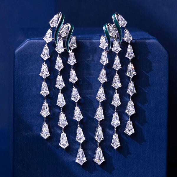 18.18ctw Kite Shape Diamond Earrings 14k White Gold