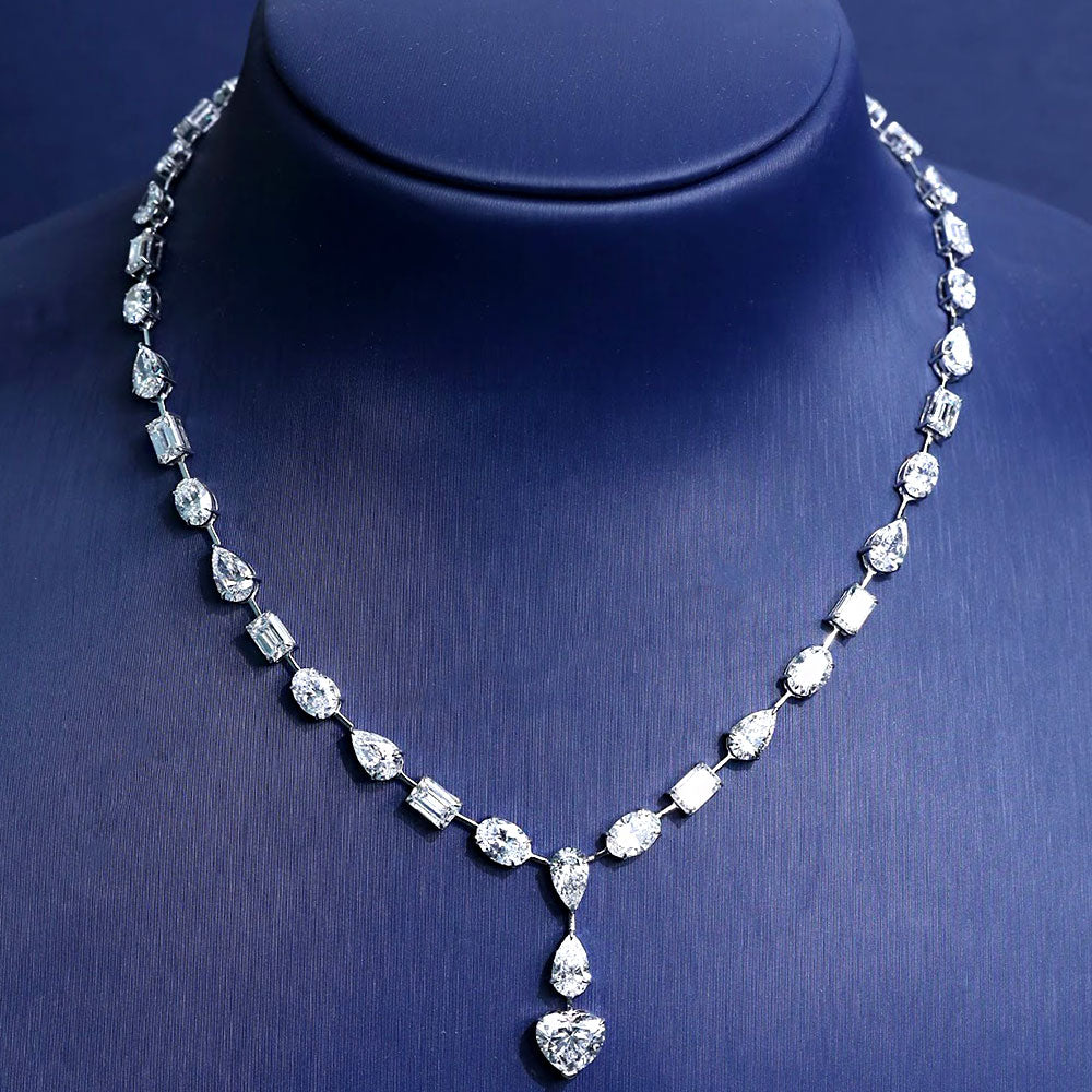 34.62ctw Mix Shape Diamond Drop Necklace 14k White Gold