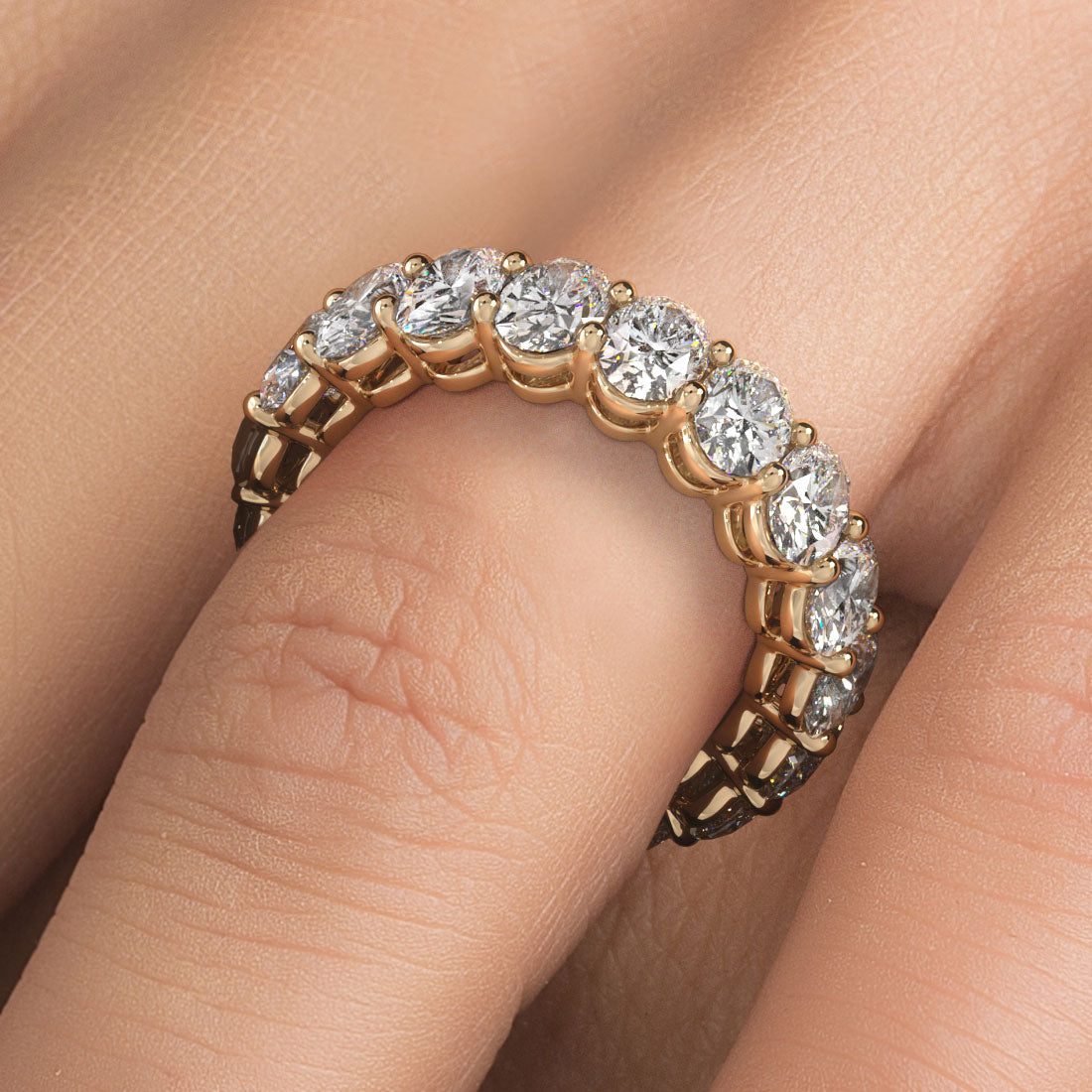 5.95ctw Oval Cut Diamond Eternity Band Set In 14k Yellow Gold
