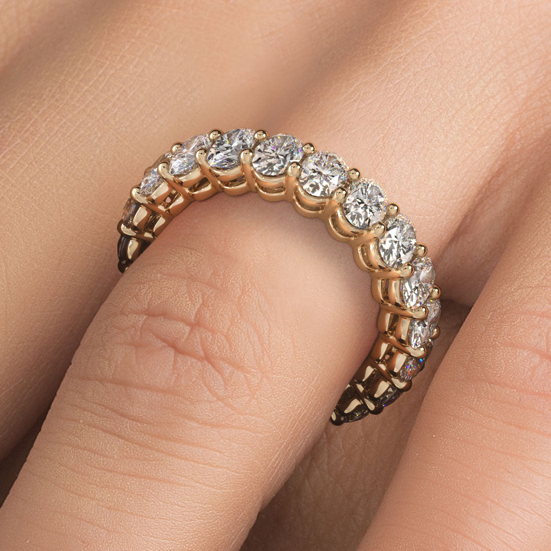 4.20ctw Oval Cut Diamond Eternity Band Set In 14k Yellow Gold