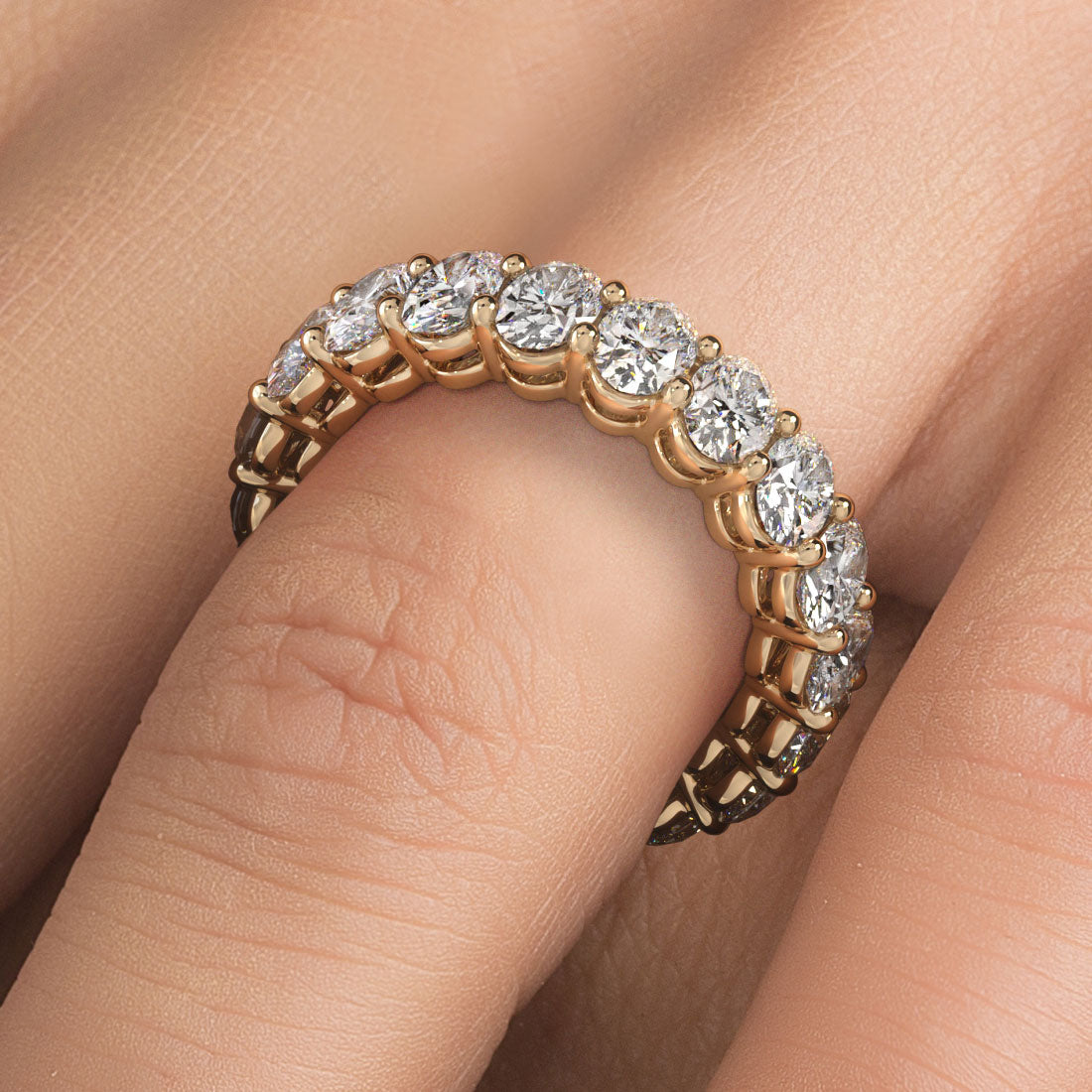 5.00ctw Oval Cut Diamond Eternity Band Set In 14k Yellow Gold