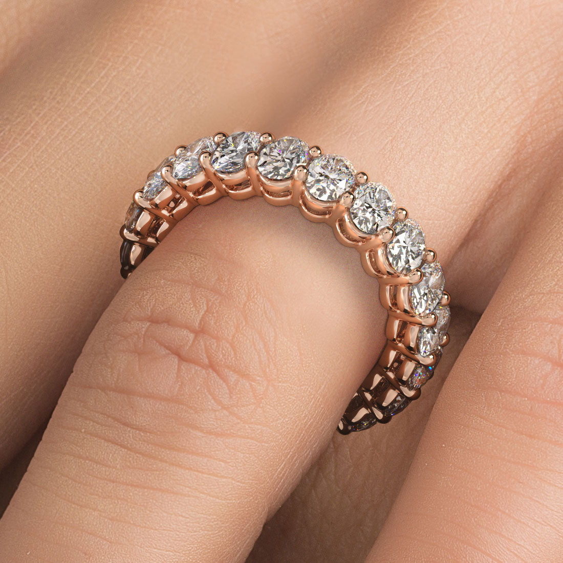 4.20ctw Oval Cut Diamond Eternity Band Set In 14k Rose Gold