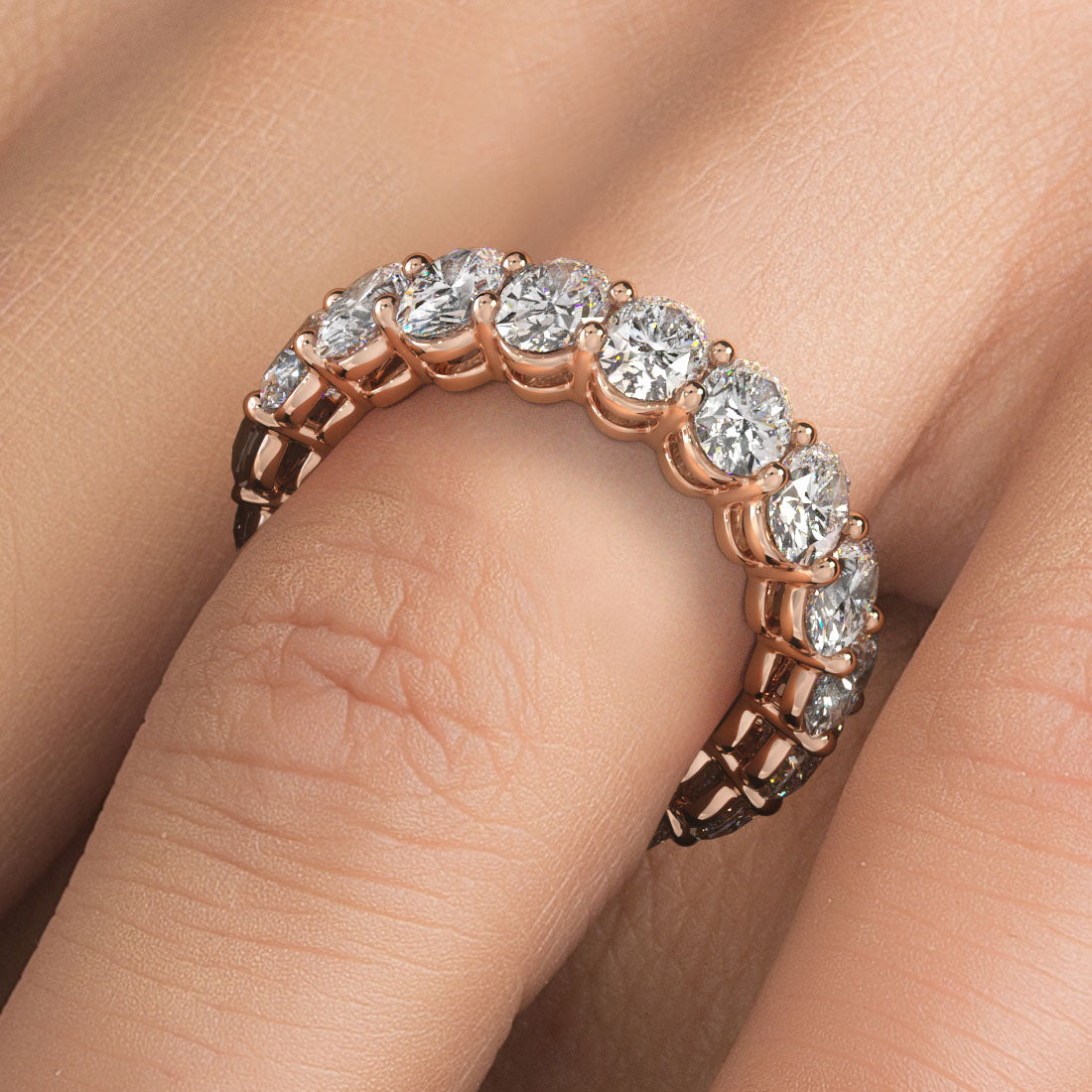 5.95ctw Oval Cut Diamond Eternity Band Set In 14k Rose Gold