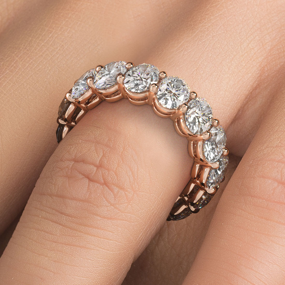 7.95ctw Oval Cut Diamond Eternity Band Set In 14k Rose Gold