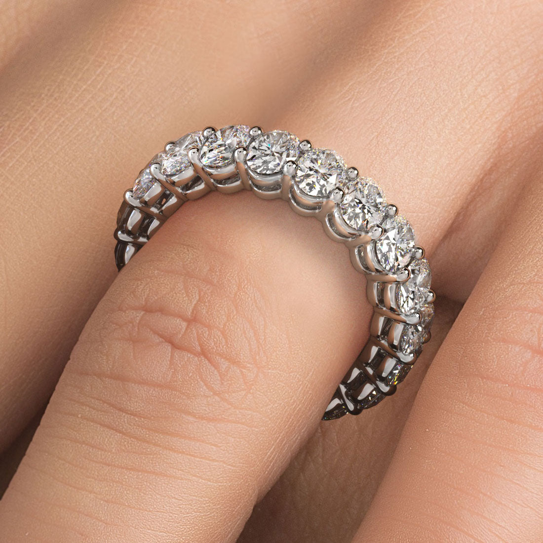 5.00ctw Oval Cut Diamond Eternity Band Set In 14k White Gold