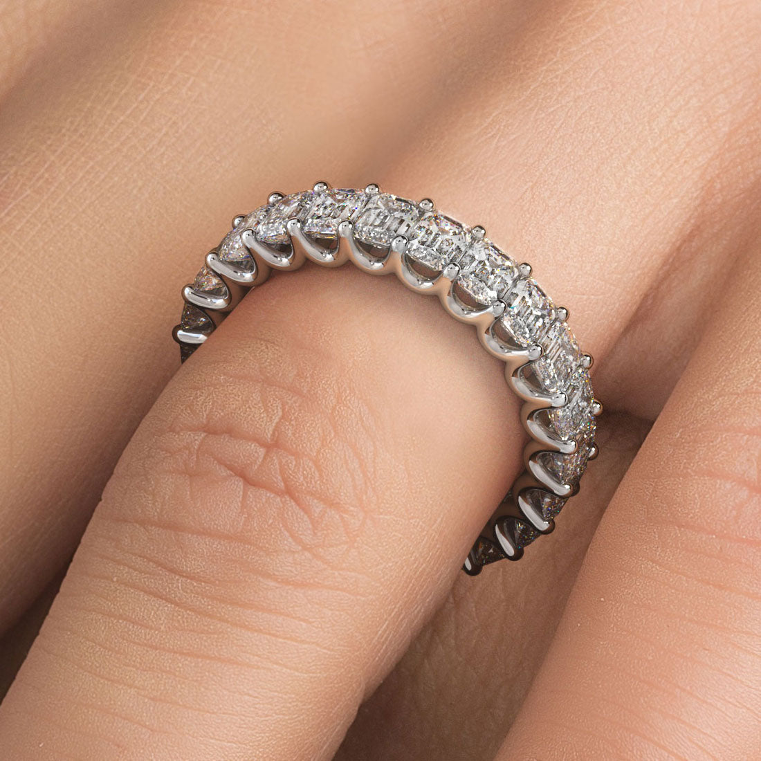 4.60ctw Emerald Cut Diamond Eternity Band Set In Platinum