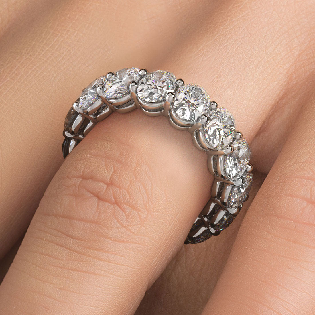 7.95ctw Oval Cut Diamond Eternity Band Set In Platinum