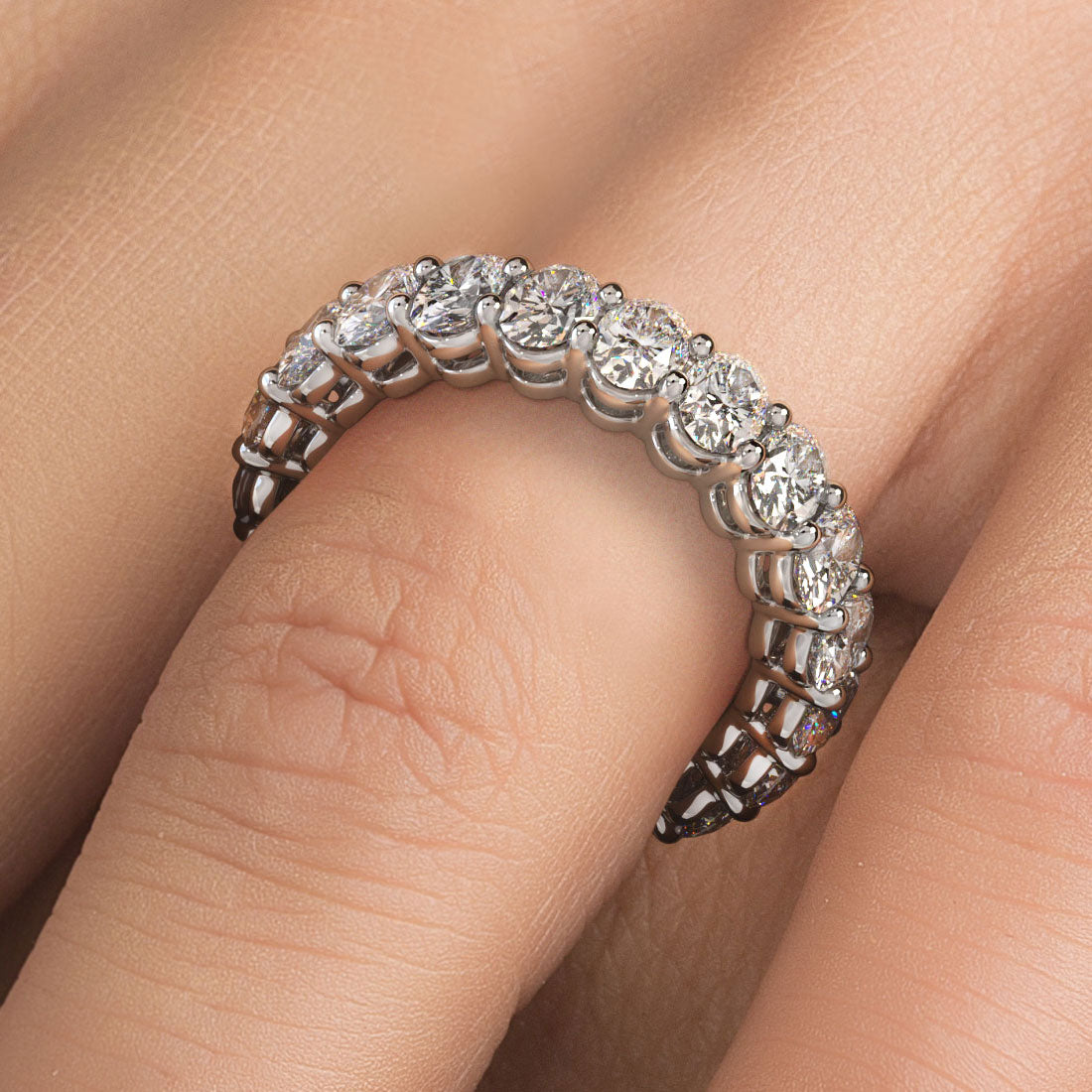 4.20ctw Oval Cut Diamond Eternity Band Set In 14k White Gold