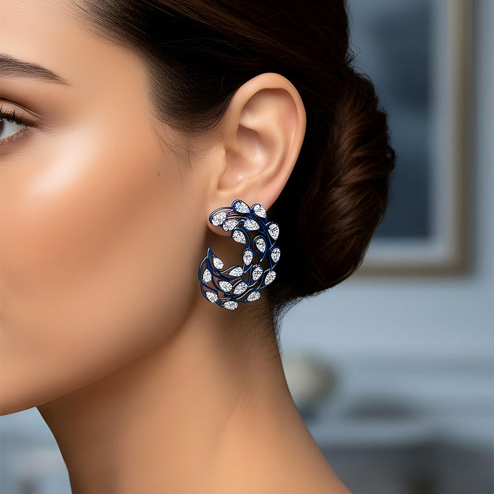 18.66ctw Pear Shape Diamond Earrings 14k Blue Gold