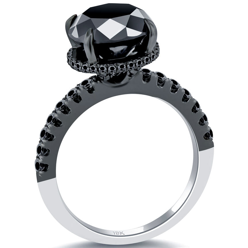 4.93 Carat Carrie's Sex & The City Black Diamond Engagement Ring 18k Black Gold