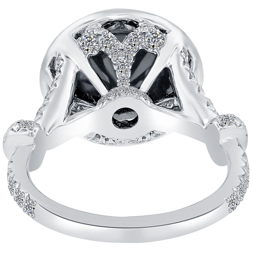 5.06ctw Certified Black Diamond Engagement Ring Pave Halo 18k White Gold