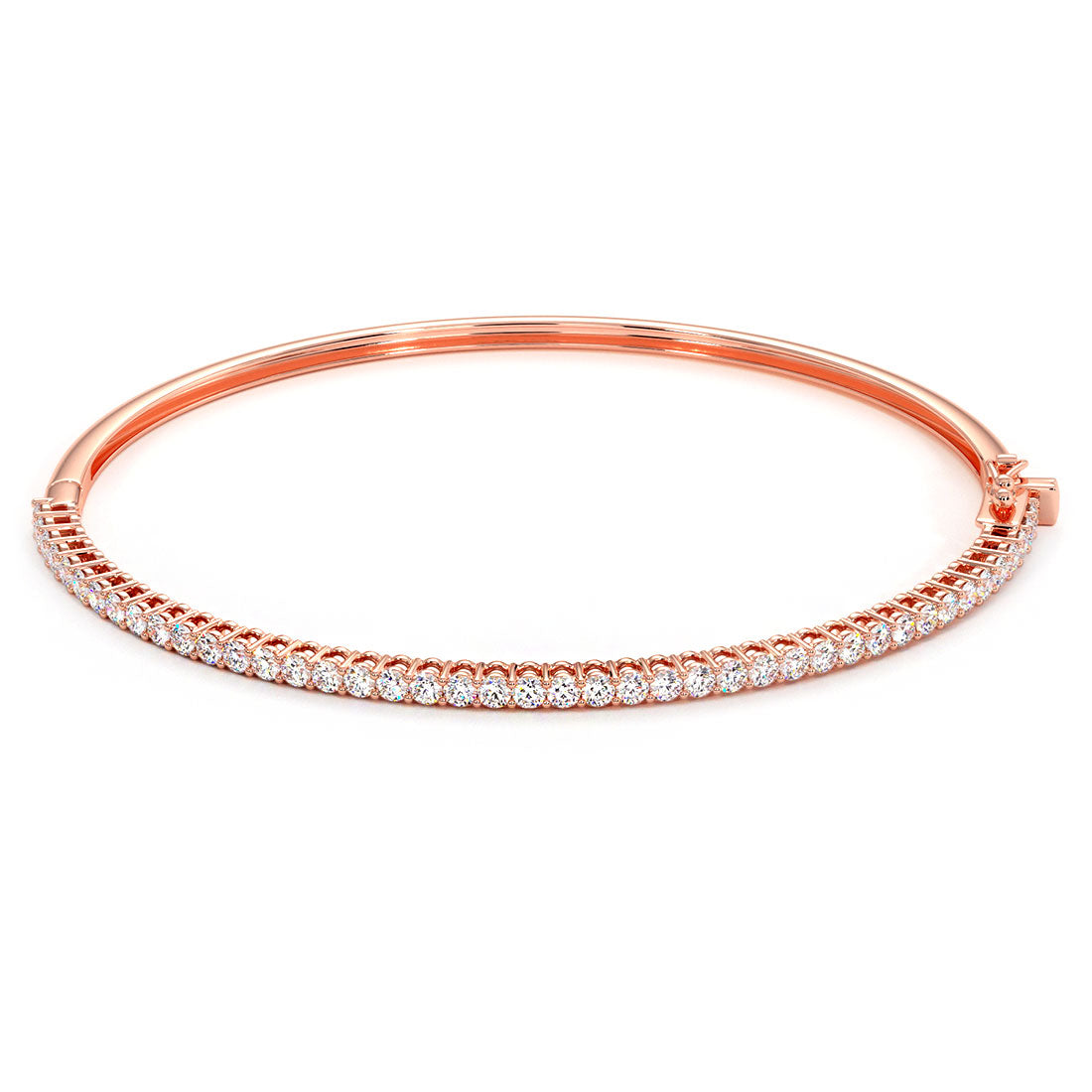 1.25ctw Round Brilliant Diamond Bangle Bracelet set in 14k Rose Gold