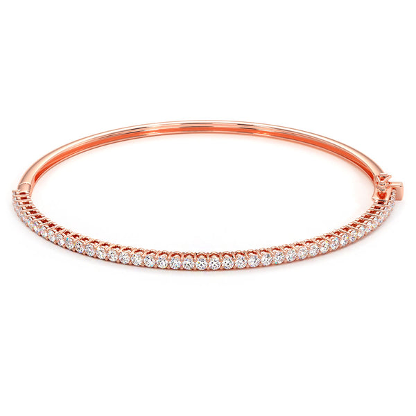 1.25ctw Round Brilliant Diamond Bangle Bracelet set in 14k Rose Gold