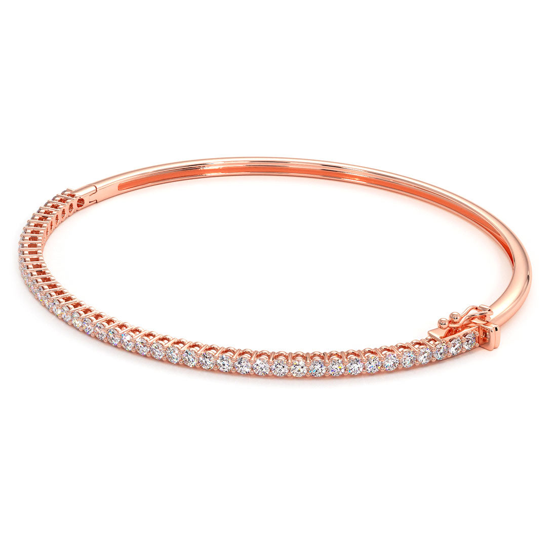 1.25ctw Round Brilliant Diamond Bangle Bracelet set in 14k Rose Gold