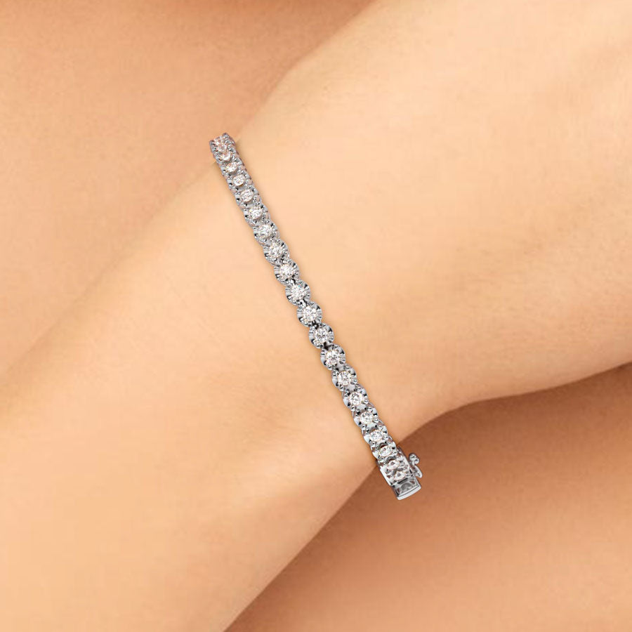 0.75ctw Round Brilliant Buttercup Diamond Bangle Bracelet set in 14k White Gold