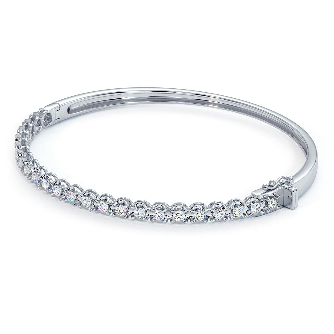 0.75ctw Round Brilliant Buttercup Diamond Bangle Bracelet set in 14k White Gold