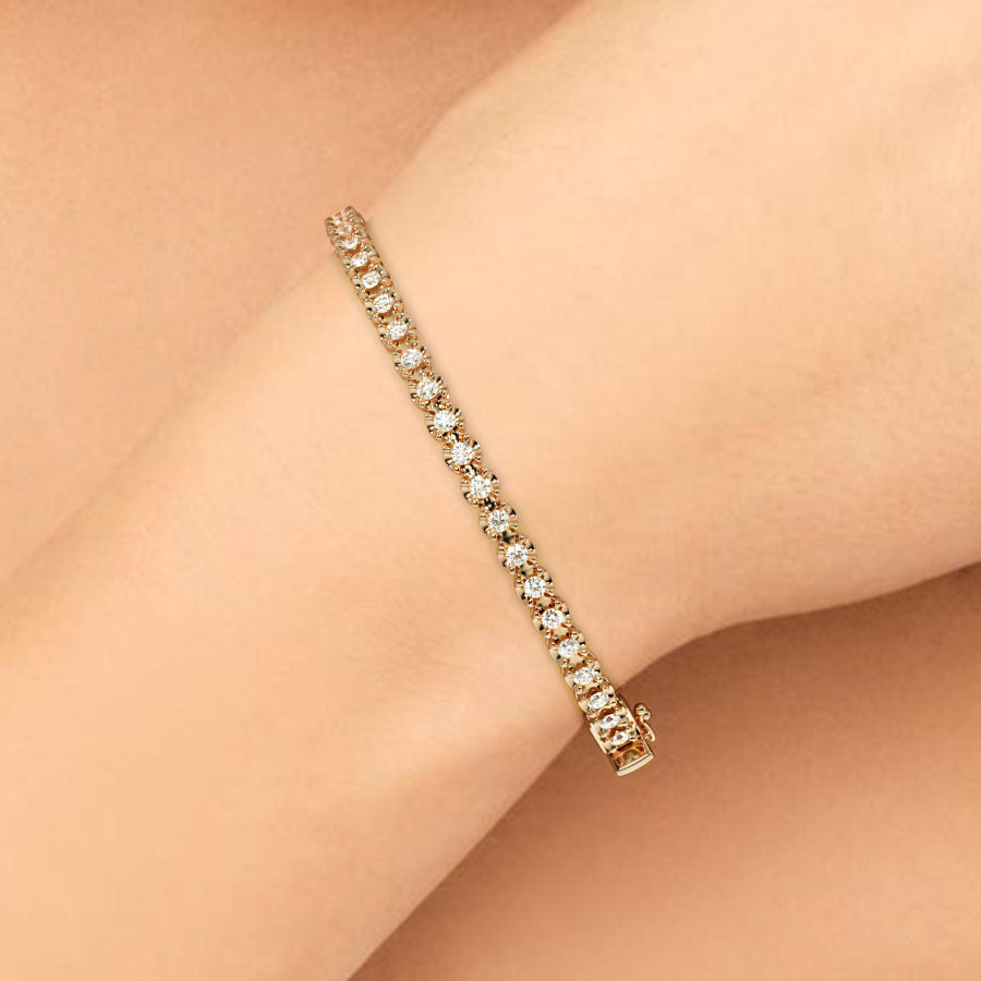 0.75ctw Round Brilliant Buttercup Diamond Bangle Bracelet set in 14k Rose Gold