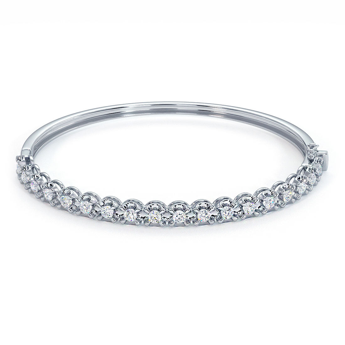 1.25ctw Round Brilliant Buttercup Diamond Bangle Bracelet set in 14k White Gold